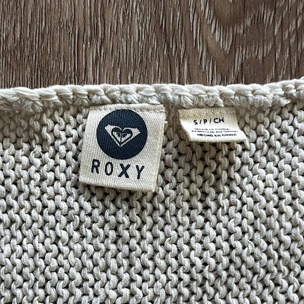 NWT Roxy Boho Fringe Short Sleeve V-Neck Sweater Cream Size Small Festival - Picture 2 of 5